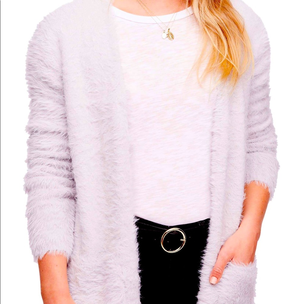 FREE PEOPLE SOFT CARDIGAN light purple/gray color